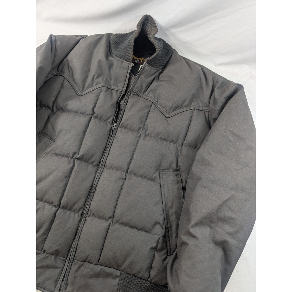 Vintage Tempco Puffer Jacket Mens Large Black Goose Down Insulated Made in USA